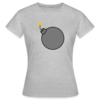 brennt angezuendet rund kugel kreis text stangen b - Frauen T-Shirt - Grau meliert - Vorne - AI Model Female 172 dark (172cm)