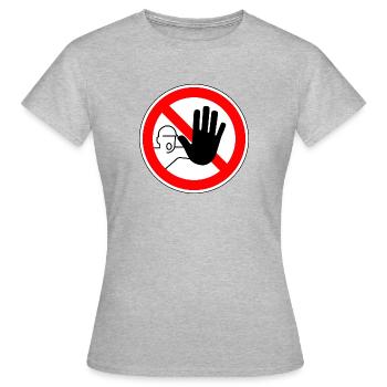 Stop kein Zutrit - Frauen T-Shirt - Grau meliert - Vorne - AI Model Female 172 dark (172cm)