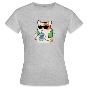 Cat playing sports with drinking cup and towel - Women's T-Shirt - heather grey - Front - AI Model Female 172 dark (172cm)