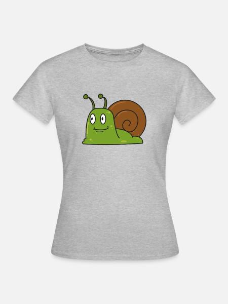 Schnecke Geschenk comic Schnecken Tier Natur Kind - Frauen T-Shirt - Grau meliert
