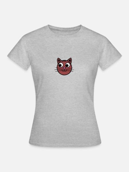 Braune Katze - Frauen T-Shirt - Grau meliert