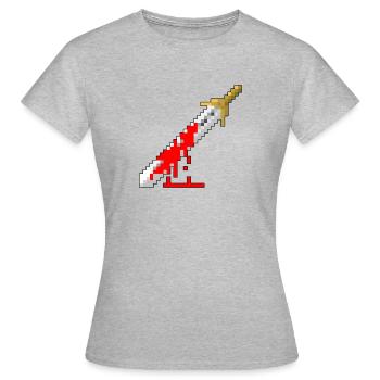 Retro Schwert - blutig - Frauen T-Shirt - Grau meliert - Vorne - AI Model Female 172 dark (172cm)