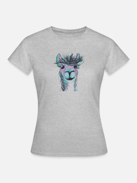 Alpaka Llama Purple - Frauen T-Shirt - Grau meliert