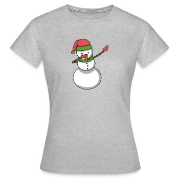 Bonhomme de neige tamponnant hip-hop cadeau de Noël - T-shirt Femme - gris chiné - Devant - AI Model Female 172 dark (172cm)