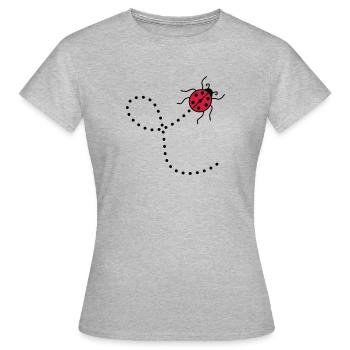 line dashed path path ladybug small sues - Women's T-Shirt - heather grey - Front - AI Model Female 172 dark (172cm)