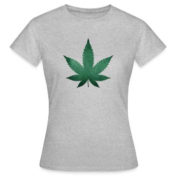 WEED HANFBLATT - Frauen T-Shirt - Grau meliert - Vorne - AI Model Female 172 dark (172cm)