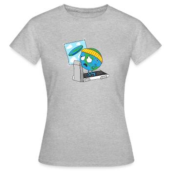 terre rond disque disque de terre globe terrestre planète - T-shirt Femme - gris chiné - Devant - AI Model Female 172 dark (172cm)