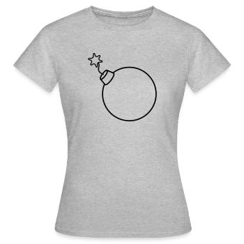 brennt angezuendet rund kugel kreis text stangen b - Frauen T-Shirt - Grau meliert - Vorne - AI Model Female 172 dark (172cm)