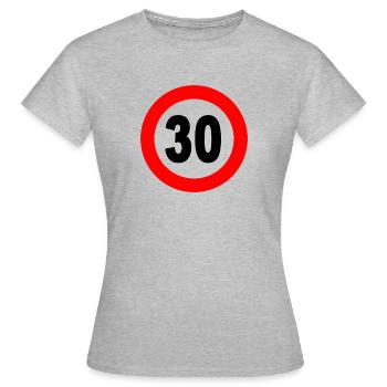 Straßenschild 30 - Frauen T-Shirt - Grau meliert - Vorne - AI Model Female 172 dark (172cm)
