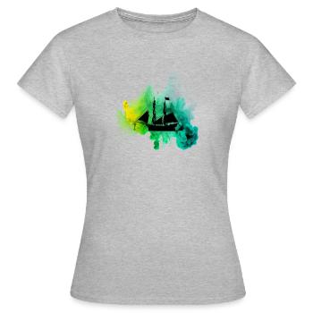 Magisches Schiff - Frauen T-Shirt - Grau meliert - Vorne - AI Model Female 172 dark (172cm)