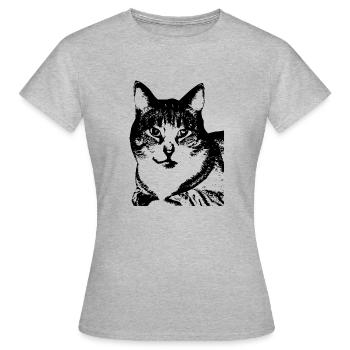 Chat, dame de chat, tête de chat, amants de chat, chat - T-shirt Femme - gris chiné - Devant - AI Model Female 172 dark (172cm)