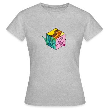 Würfel Dimensionen Optische Illusion Geschenk Idee - Frauen T-Shirt - Grau meliert - Vorne - AI Model Female 172 dark (172cm)