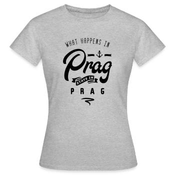 prag happens stays - Frauen T-Shirt - Grau meliert - Vorne - AI Model Female 172 dark (172cm)