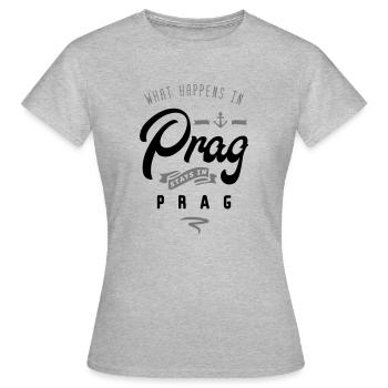 prag happens stays - Frauen T-Shirt - Grau meliert - Vorne - AI Model Female 172 dark (172cm)