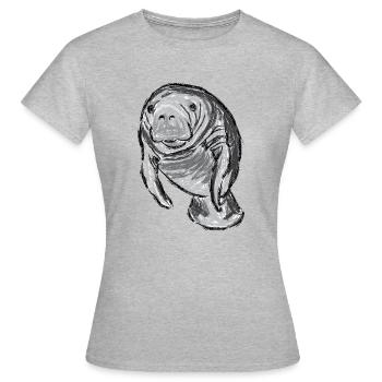 Design avec la laque / Oeuvres d’art avec une Manatee - T-shirt Femme - gris chiné - Devant - AI Model Female 172 dark (172cm)