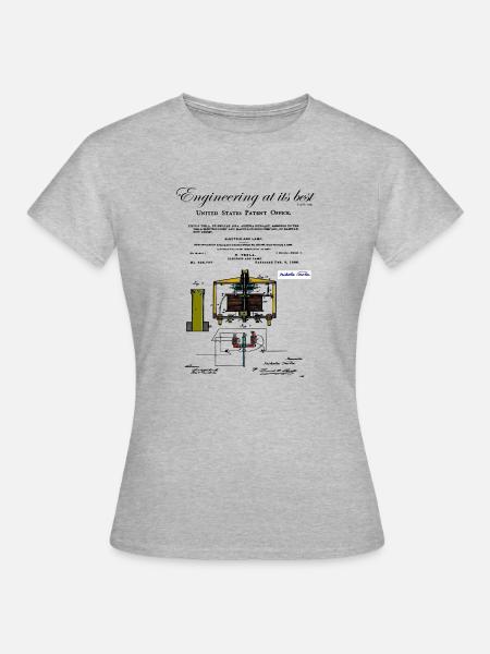 Nikola Tesla /electric arc Lamp, colored - Frauen T-Shirt - Grau meliert