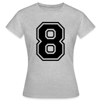 Numero 8 Équipe Foot | baseball| basket université - T-shirt Femme - gris chiné - Devant - AI Model Female 172 dark (172cm)