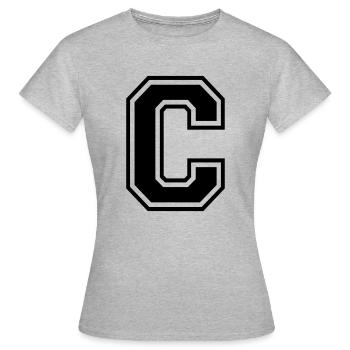 Lettre C Équipe Foot | baseball| basket université - T-shirt Femme - gris chiné - Devant - AI Model Female 172 dark (172cm)