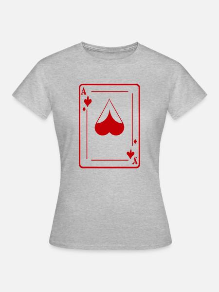 Spielkarte Ass - Frauen T-Shirt - Grau meliert