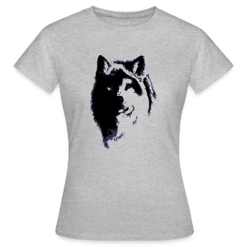 Loup noir & blanc - T-shirt Femme - gris chiné - Devant - AI Model Female 172 dark (172cm)