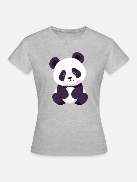 Panda Baby sitzend - Frauen T-Shirt - Grau meliert