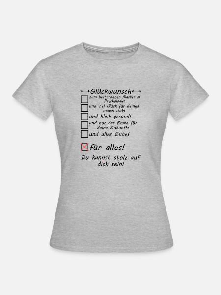 Master Psychologie Studium bestanden Glückwunsch - Frauen T-Shirt - Grau meliert