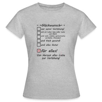 Verlobung Herzlichen Glückwunsch Paar gratulieren - Frauen T-Shirt - Grau meliert - Vorne - AI Model Female 172 dark (172cm)