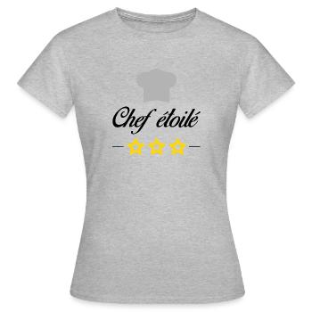 Chef étoilé - T-shirt Femme - gris chiné - Devant - AI Model Female 172 dark (172cm)
