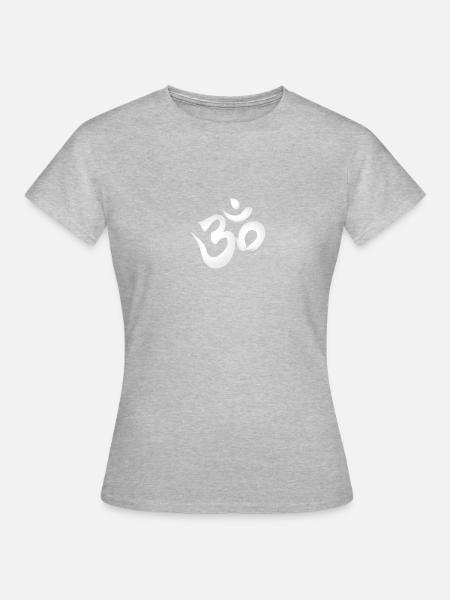 Holy Om white - Frauen T-Shirt - Grau meliert