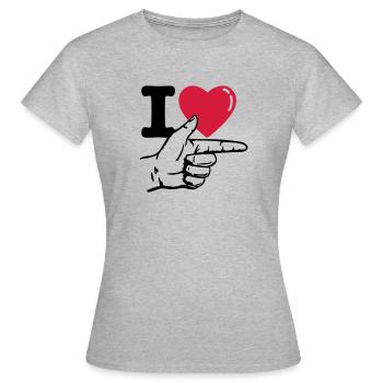 I heart him - T-shirt Femme - gris chiné - Devant - AI Model Female 172 dark (172cm)