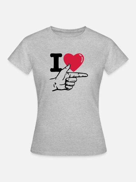 I heart him - Frauen T-Shirt - Grau meliert