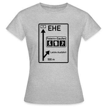 Letzte Ausfahrt vor der Ehe Junggesellenabschied - Frauen T-Shirt - Grau meliert - Vorne - AI Model Female 172 dark (172cm)