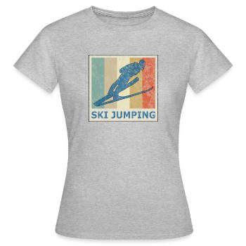 Saut en ski rétro vintage saut ski saut à ski - T-shirt Femme - gris chiné - Devant - AI Model Female 172 dark (172cm)