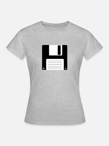 Floppy Diskette Old School Retro Computer Design - Dame-T-shirt - grå meleret