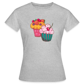 Cupcake Muffin Gâteau à la confiserie - T-shirt Femme - gris chiné - Devant - AI Model Female 172 dark (172cm)