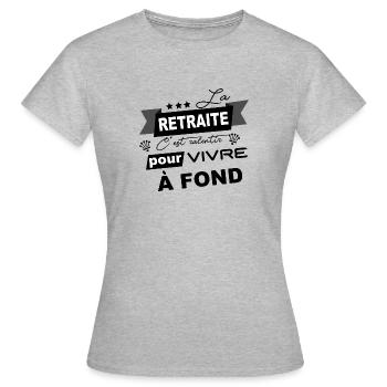 Ruhestands-Hemd • Lustiges Zitat • Geschenk-Hintergrund - Frauen T-Shirt - Grau meliert - Vorne - AI Model Female 172 dark (172cm)
