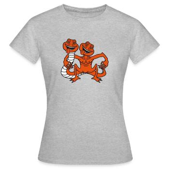 couple en équipe 2 amis démon horreur salope d'halloween - T-shirt Femme - gris chiné - Devant - AI Model Female 172 dark (172cm)