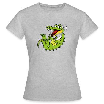 Crocodile caiman reptiles animals - Women's T-Shirt - heather grey - Front - AI Model Female 172 dark (172cm)