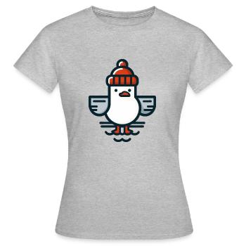 Mouette de la mer du Nord avec bonnet T-shirt - T-shirt Femme - gris chiné - Devant - AI Model Female 172 dark (172cm)