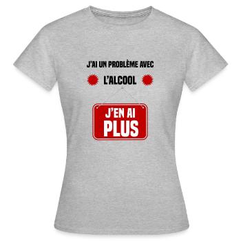 j'ai un problème avec l'alcool j'en ai plus cadeau - T-shirt Femme - gris chiné - Devant - AI Model Female 172 dark (172cm)