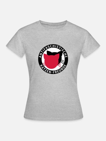 Antifa Logo Humor Antifascist Cats Friends - Maglietta da donna - grigio melange