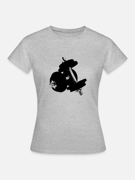 Hanteln - Frauen T-Shirt - Grau meliert