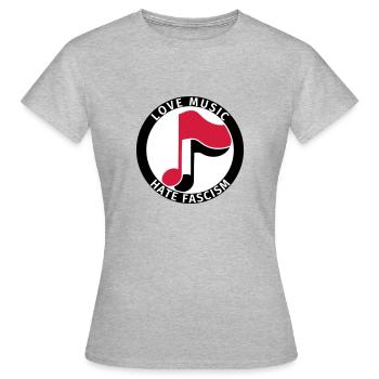 Antifa Logo Humor Love Music Hate Fascism Music - Women's T-Shirt - heather grey - Front - AI Model Female 172 dark (172cm)