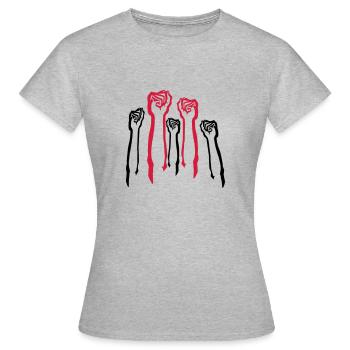 hände faust aufstand protest anarchie - Frauen T-Shirt - Grau meliert - Vorne - AI Model Female 172 dark (172cm)