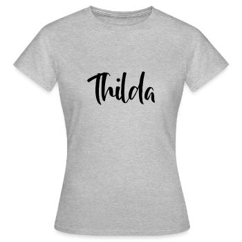 Vorname Thilda - Frauen T-Shirt - Grau meliert - Vorne - AI Model Female 172 dark (172cm)
