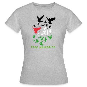 free palestine, tauben, Freiheit, Krieg, Palästina - Frauen T-Shirt - Grau meliert - Vorne - AI Model Female 172 dark (172cm)