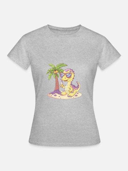 Dinosaurier brontosaurus Sommer - Frauen T-Shirt - Grau meliert