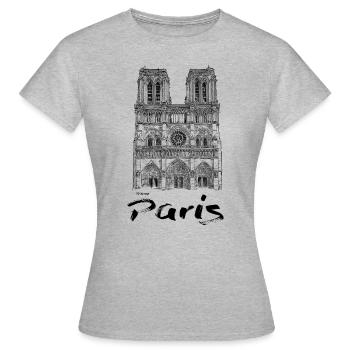 P.D. Moreno Notre Dame Kirche Paris - Frauen T-Shirt - Grau meliert - Vorne - AI Model Female 172 dark (172cm)