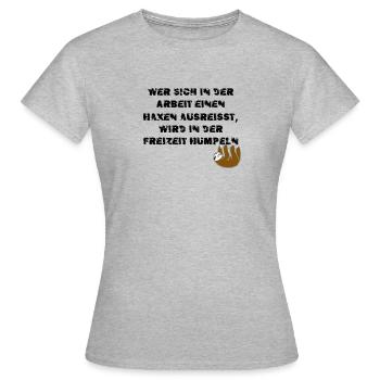 Das faule Arbeitstier - Frauen T-Shirt - Grau meliert - Vorne - AI Model Female 172 dark (172cm)