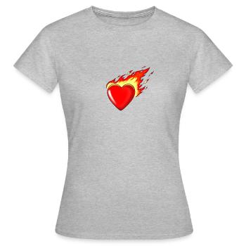 flammendes Herz - Frauen T-Shirt - Grau meliert - Vorne - AI Model Female 172 dark (172cm)
